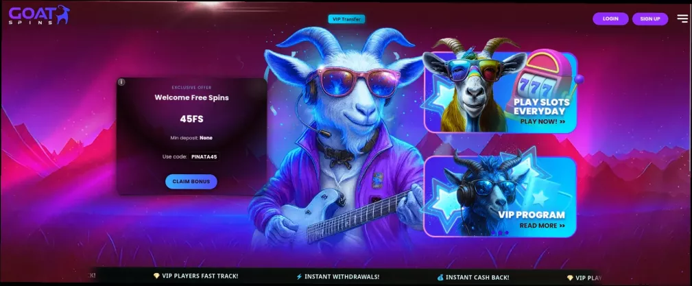 Goat spins Casino 111% Bonus + 50 Free Spins